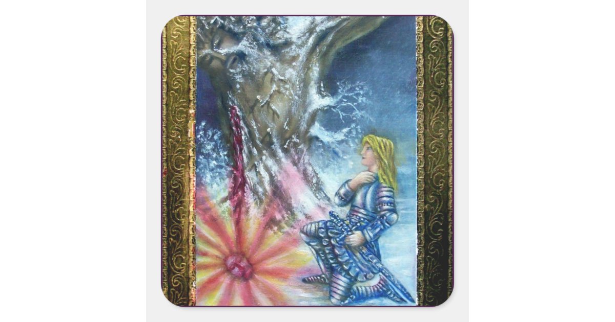 PERCEVAL AND VISION OF THE HOLY GRAIL SQUARE STICKER | Zazzle