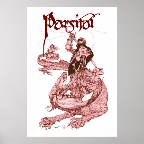 PERCEVAL FIGHTING DRAGONQUEST HOLY GRAIL Fantasy Poster