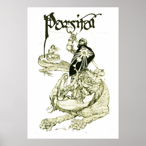 PERCEVAL FIGHTING DRAGONQUEST HOLY GRAIL Fantasy Poster