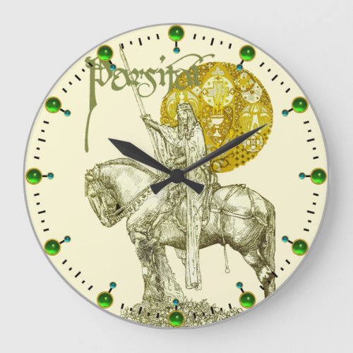 PERCEVAL LEGEND QUEST OF HOLY GRAIL Green Fantasy Large Clock