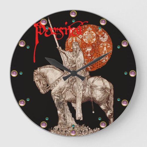 PERCEVAL LEGEND QUEST OF HOLY GRAIL Red Fantasy Large Clock