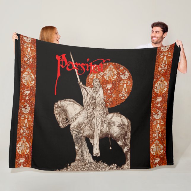 PERCEVAL LEGEND /QUEST OF THE HOLY GRAIL Black Red Fleece Blanket (In Situ)