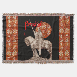 PERCEVAL LEGEND /QUEST OF THE HOLY GRAIL Black Red Throw Blanket