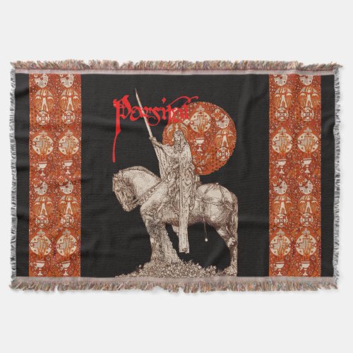 PERCEVAL LEGEND QUEST OF THE HOLY GRAIL Black Red Throw Blanket
