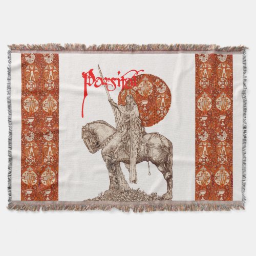 PERCEVAL LEGEND QUEST OF THE HOLY GRAIL Red White Throw Blanket