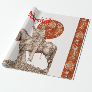 PERCEVAL LEGEND /QUEST OF THE HOLY GRAIL Red White Wrapping Paper