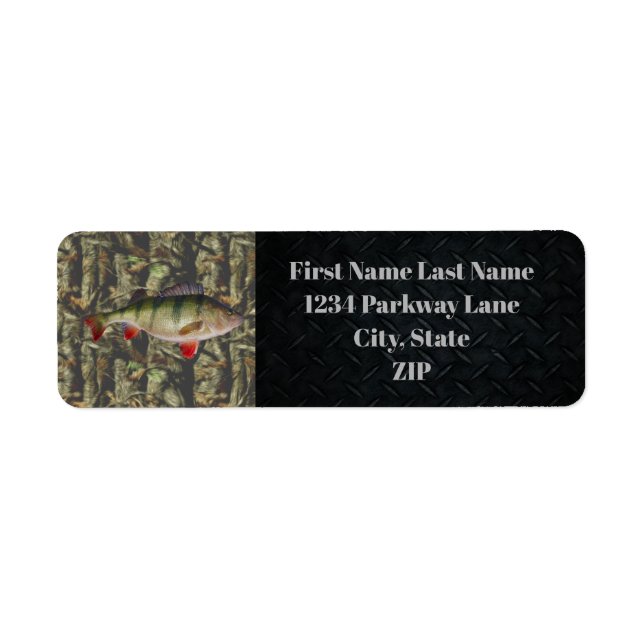 Perch Fishing Charter Camo Fish Sports Address  Label (Front)