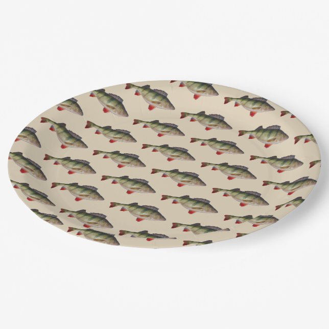 Perch Fishing Men's Birthday Plates (Angled)