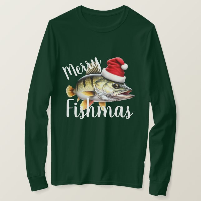 Perch "Merry Fishmas" Ugly Christmas T-Shirt (Design Front)