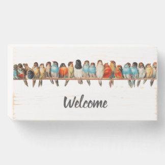 Perch of Birds Wooden Box Sign