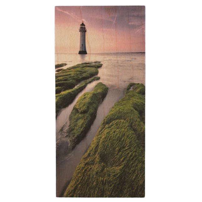 Perch Rock Lighthouse Wood USB Flash Drive (Front Vertical)