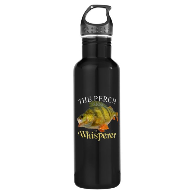 Perch Whisperer Dark Stainless Steel Water Bottle (Front)