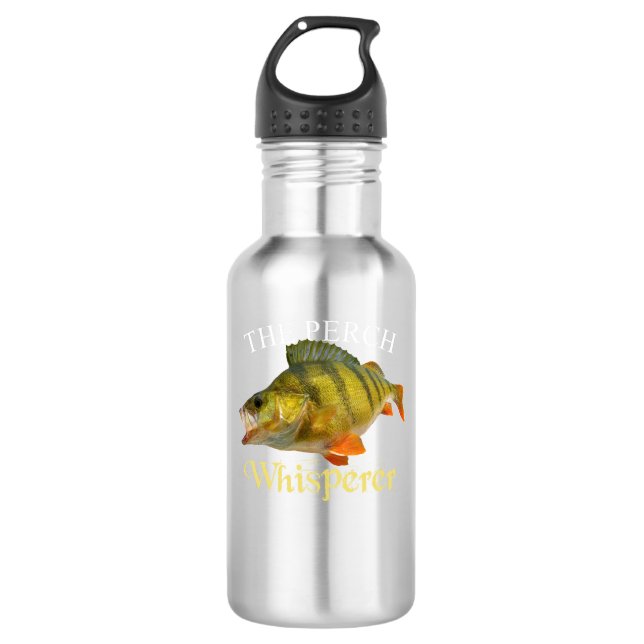 Perch Whisperer Dark Stainless Steel Water Bottle (Front)