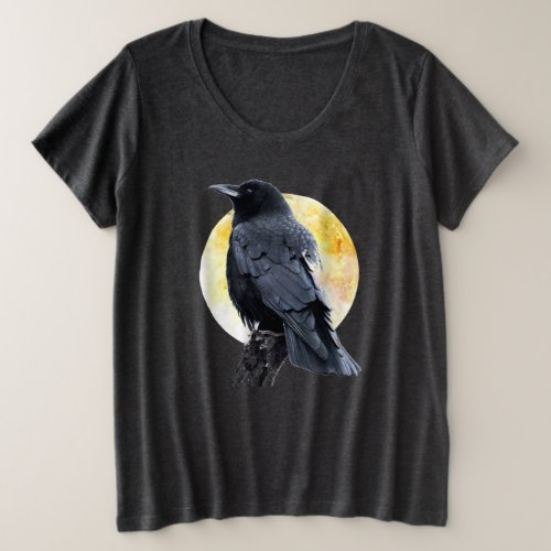 Perched Crow Against Harvest MoonPlus Size T_Shirt