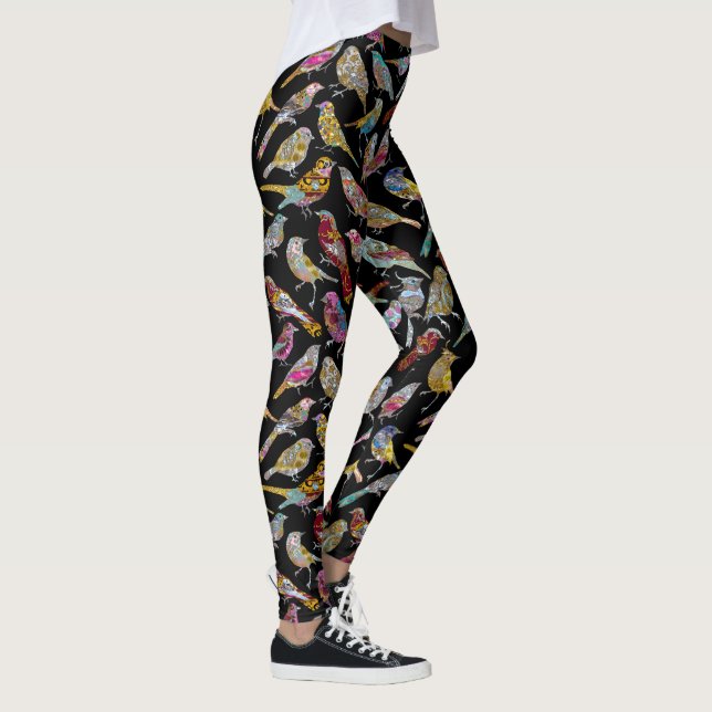 Perched Elegant Singing Birds Leggings (Right)