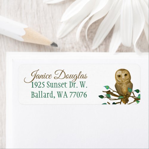 Perched Owl Return Address Labels