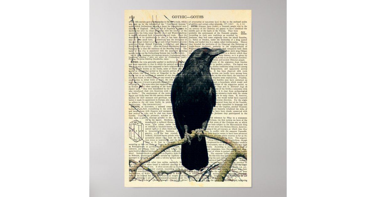 Gothic Raven Crow Painting Throw Pillow