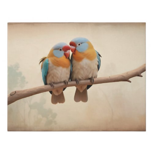 Perched Romance Handcrafted Lovebird Designs Faux Canvas Print