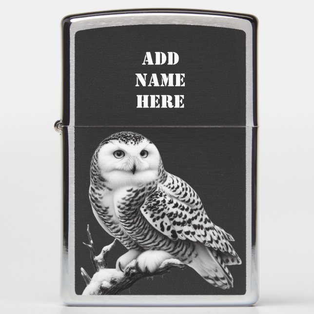 Perched Snowy Owl  Zippo Lighter (Front)