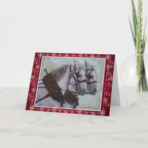 Percheron Draft Horse Christmas Card red