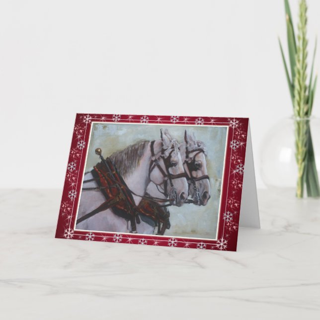 Percheron Draft Horse Christmas Card red (Front)