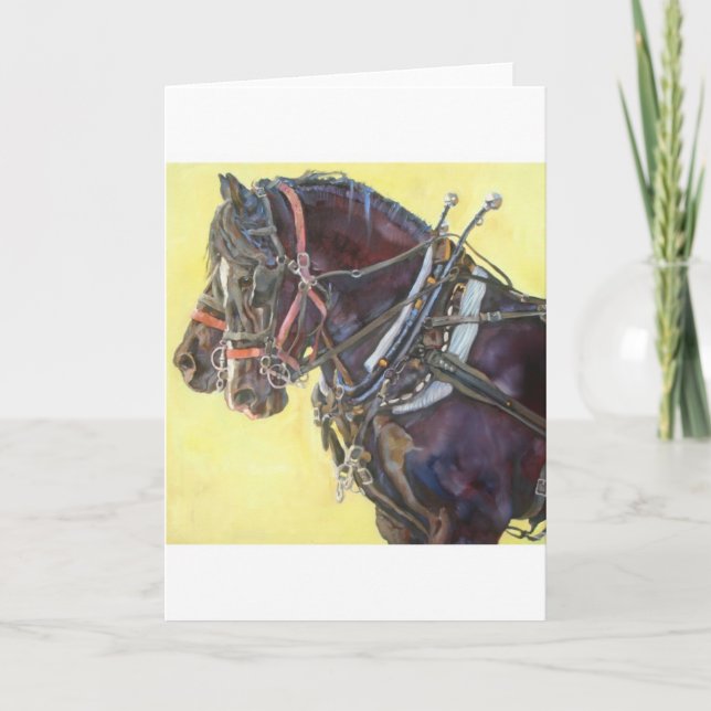 Percheron Draft horse team greeting card (Front)