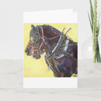 Percheron Draft horse team greeting card