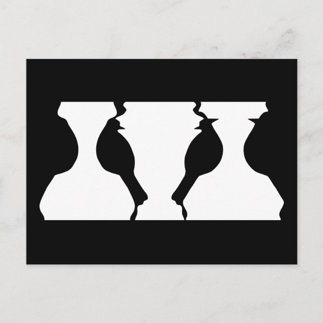 Perching birds or vases optical illusion post card (Front)