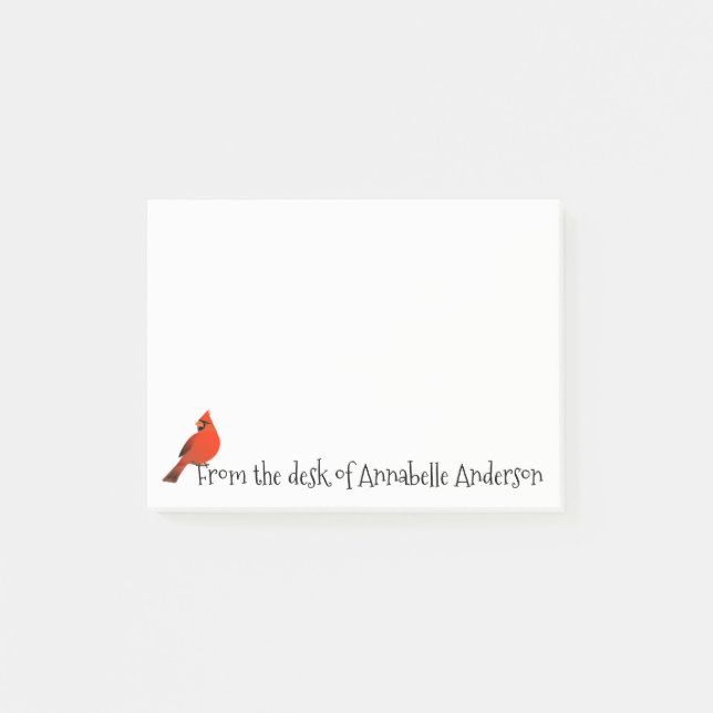 Perching Cardinal Personalize Post-it Notes (Front)