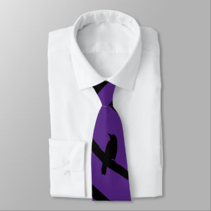 Perching Crow, purple Neck Tie