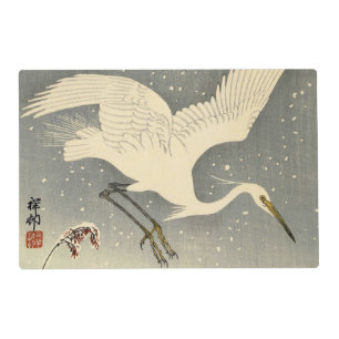 Perching Herons in Snow by Ohara Koson Placemat