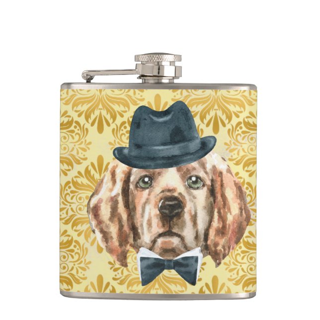 Percival the Lab Vinyl Wrapped Flask (Front)