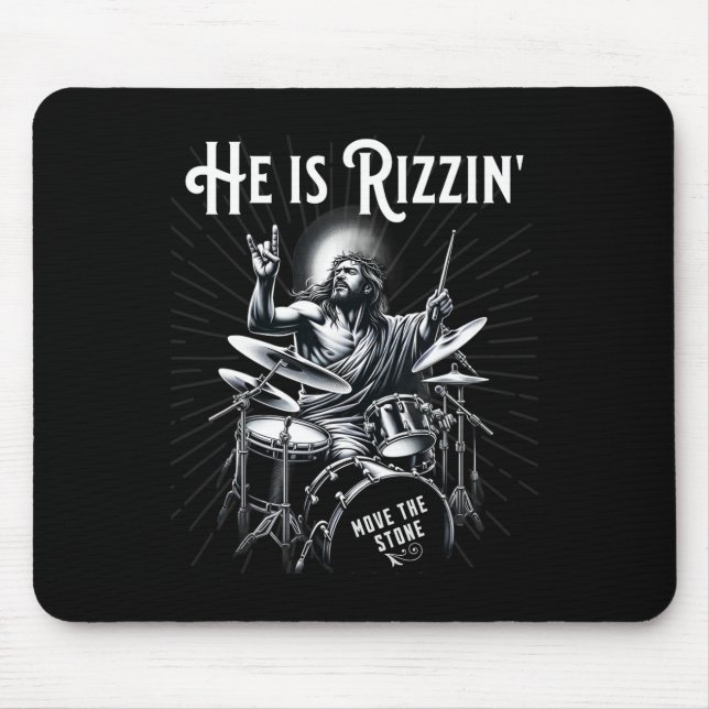 Percussion Drum Funny Rizz He Is Rizzin Jesus Drum Mouse Pad (Front)