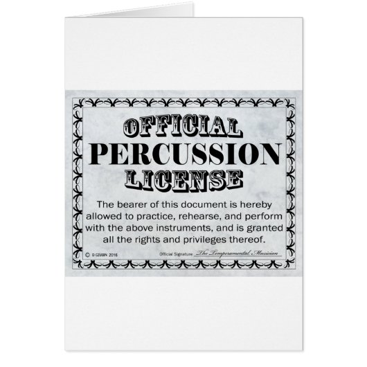 Percussion License Cards (Front)