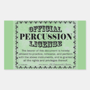 Percussion License Rectangular Sticker