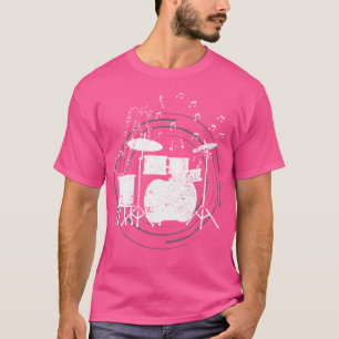 Percussion Musician Drummer Drum Set Music Notes D T-Shirt