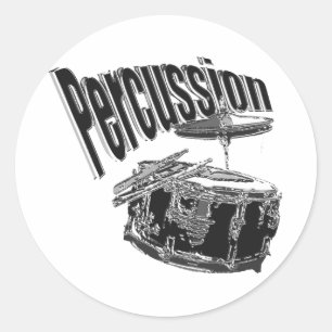 Percussion/ Silver Classic Round Sticker