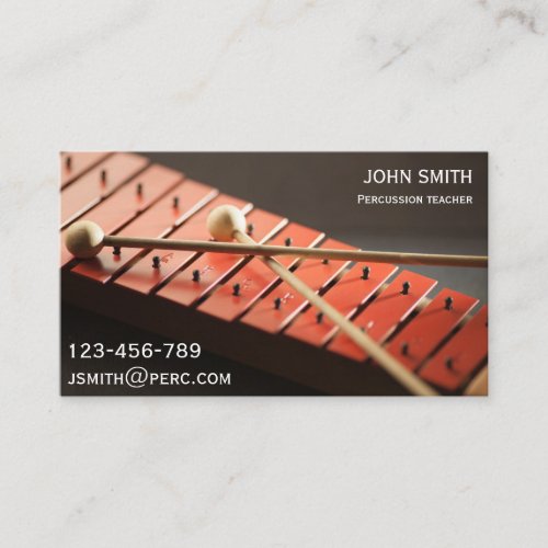 Percussion Teacher or tutor with xylophone Business Card