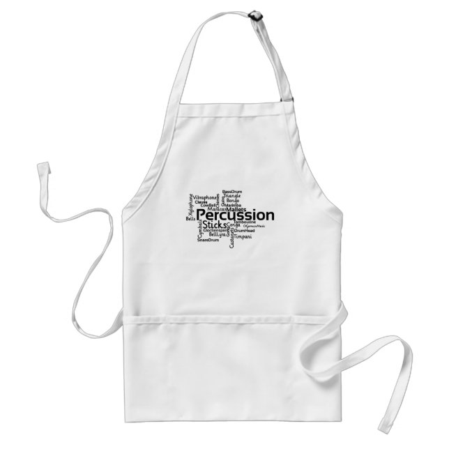 Percussion Word Cloud Black Text Adult Apron (Front)