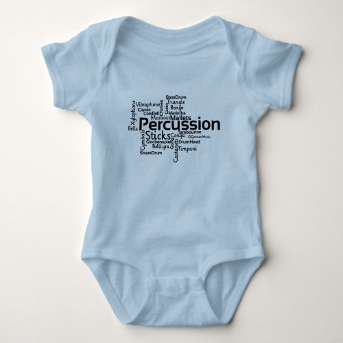 Percussion Word Cloud Black Text Baby Bodysuit