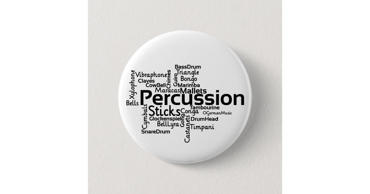 Percussion Word Cloud Black Text Button Zazzle