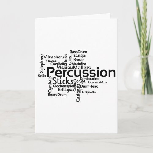 Percussion Word Cloud Black Text Card