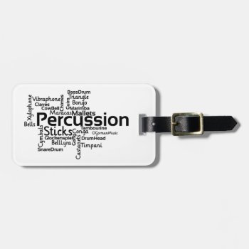 Percussion Word Cloud Black Text Luggage Tag by OGormanMusic at Zazzle
