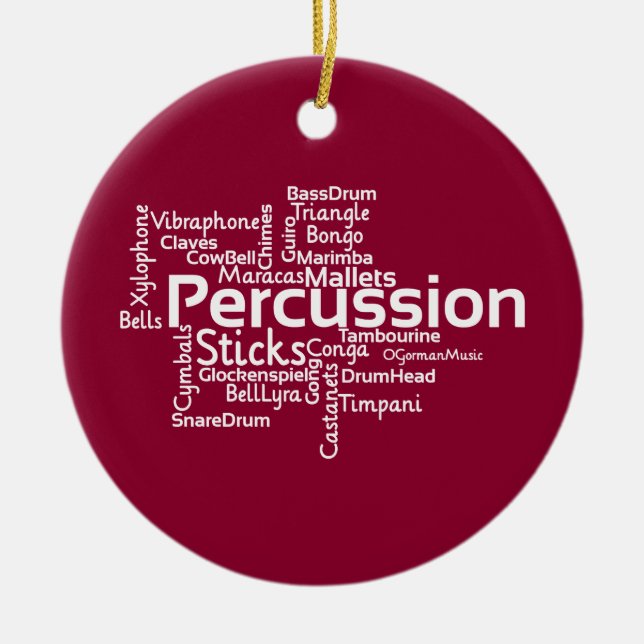 Percussion Word Cloud Ceramic Ornament (Front)