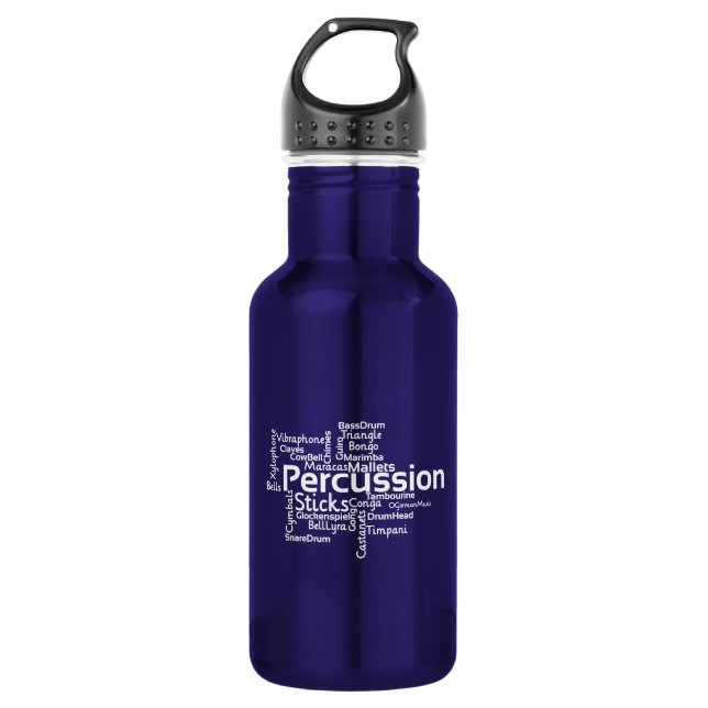 Percussion Word Cloud Stainless Steel Water Bottle (Front)