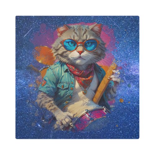   Percussionist Cool Cat AP91 BLUE DRUMMER Metal Print