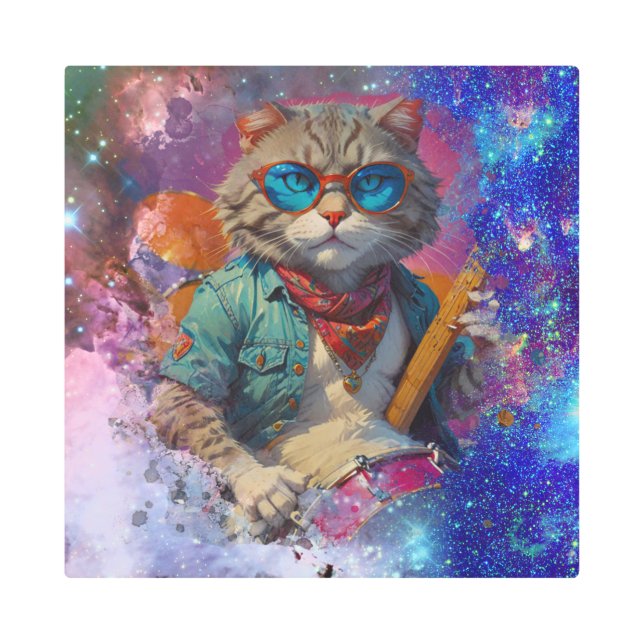 *~* *~* Percussionist Cool Cat AP91 Cosmic DRUMMER Metal Print (Front)