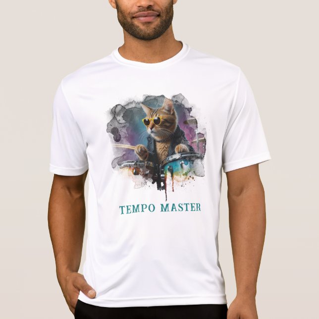 *~* Percussionist Cool Cat AP91 Sunglasses DRUMMER T-Shirt (Front)
