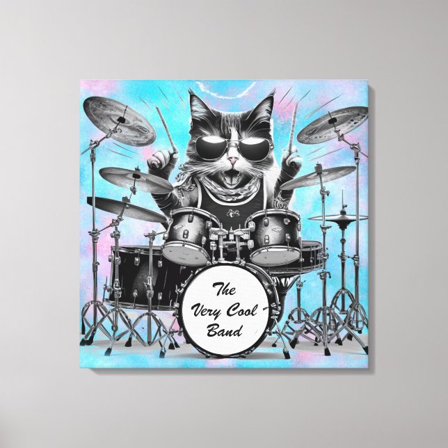 *~ Percussionist Cool Cat DRUMMER AP91 Customize Canvas Print (Front)