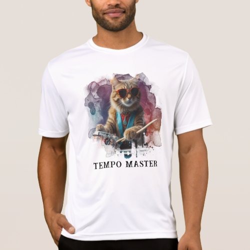  Percussionist Cool Cat DRUMMER Teal AP91 T_Shirt